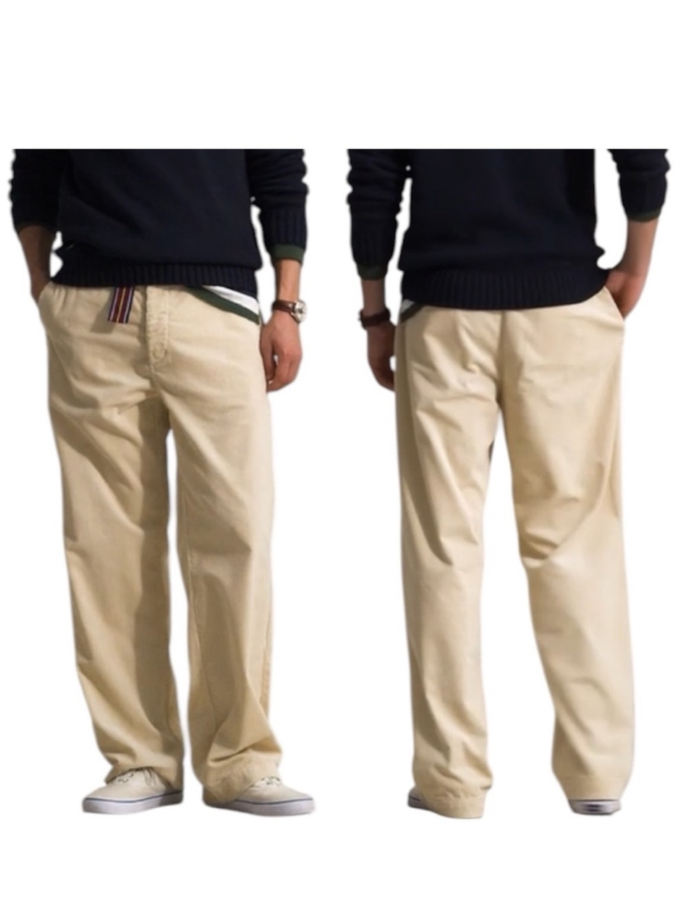 Polo Ralph Lauren The Big Corduroy Pant 38Wx30L Flat Front Andover Cream